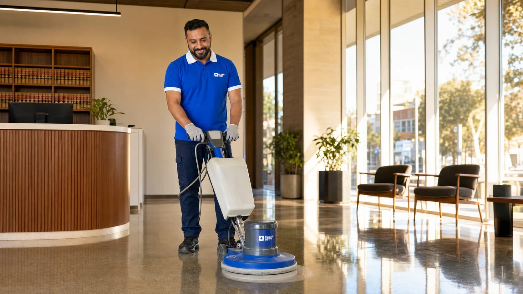 Clean Best commercial cleaner working through a retail tenancy after close in Auburn NSW